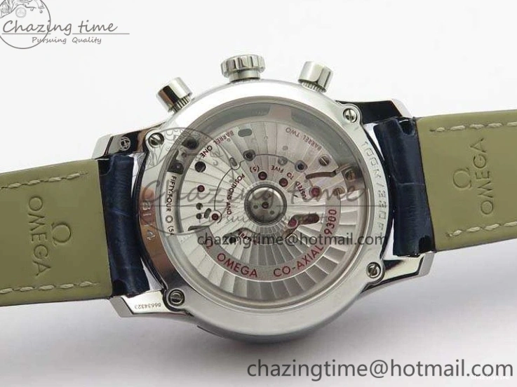 0308 MoistureWicking De Ville Chronograph SS OMF 1:1 Best Edition Blue Dial On Blue Leather Strap A 8110